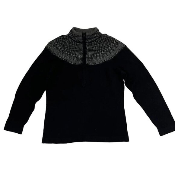 Woolrich sweater women's S black gray pattern 1/2 zip pullover cotton wool nylon - Picture 11 of 11